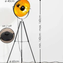 Lampadaire Saturn Chrome, Noir, 1 Lumiere