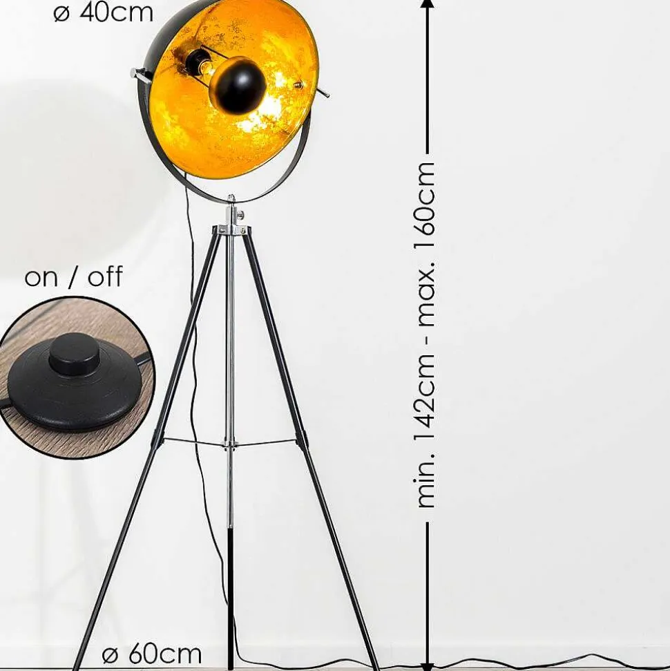 Lampadaire Saturn Chrome, Noir, 1 Lumiere