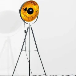 Lampadaire Saturn Chrome, Noir, 1 Lumiere