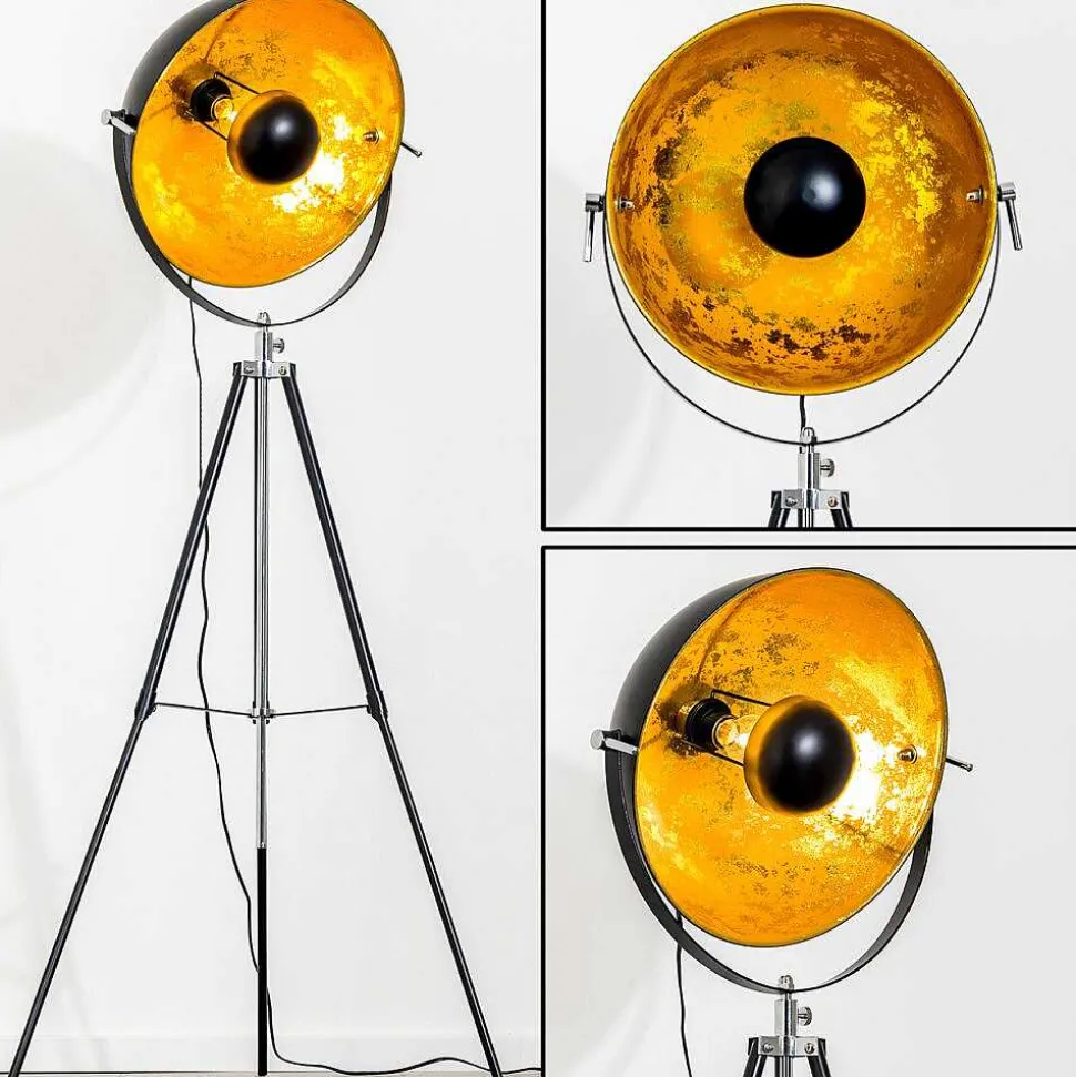 Lampadaire Saturn Chrome, Noir, 1 Lumiere