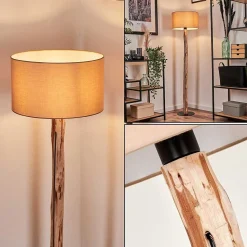 Lampadaire Soungou Ecru, Noir, 1 Lumiere