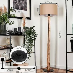 Lampadaire Soungou Ecru, Noir, 1 Lumiere