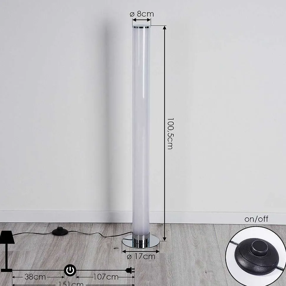 Lampadaire Tumurora Led Chrome, 1 Lumiere, Telecommandes