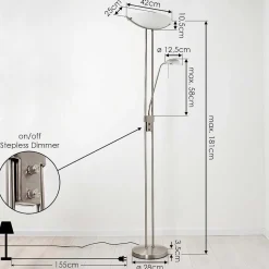 Lampadaire Urama Nickel Mat, 2 Lumieres