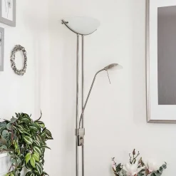 Lampadaire Urama Nickel Mat, 2 Lumieres