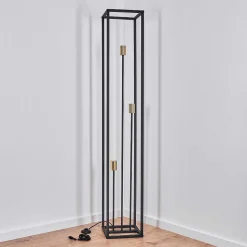 Lampadaire Woden Laiton, Noir, 3 Lumieres