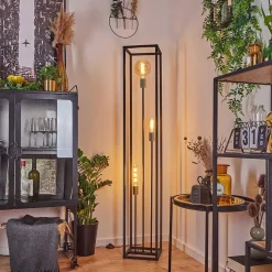 Lampadaire Woden Laiton, Noir, 3 Lumieres