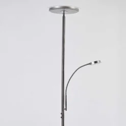 Lampadaire Wonsbek Led Nickel Mat, 2 Lumieres