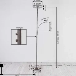 Lampadaire Wonsbek Led Nickel Mat, 2 Lumieres