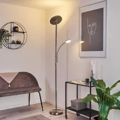 Lampadaire Wonsbek Led Nickel Mat, 2 Lumieres