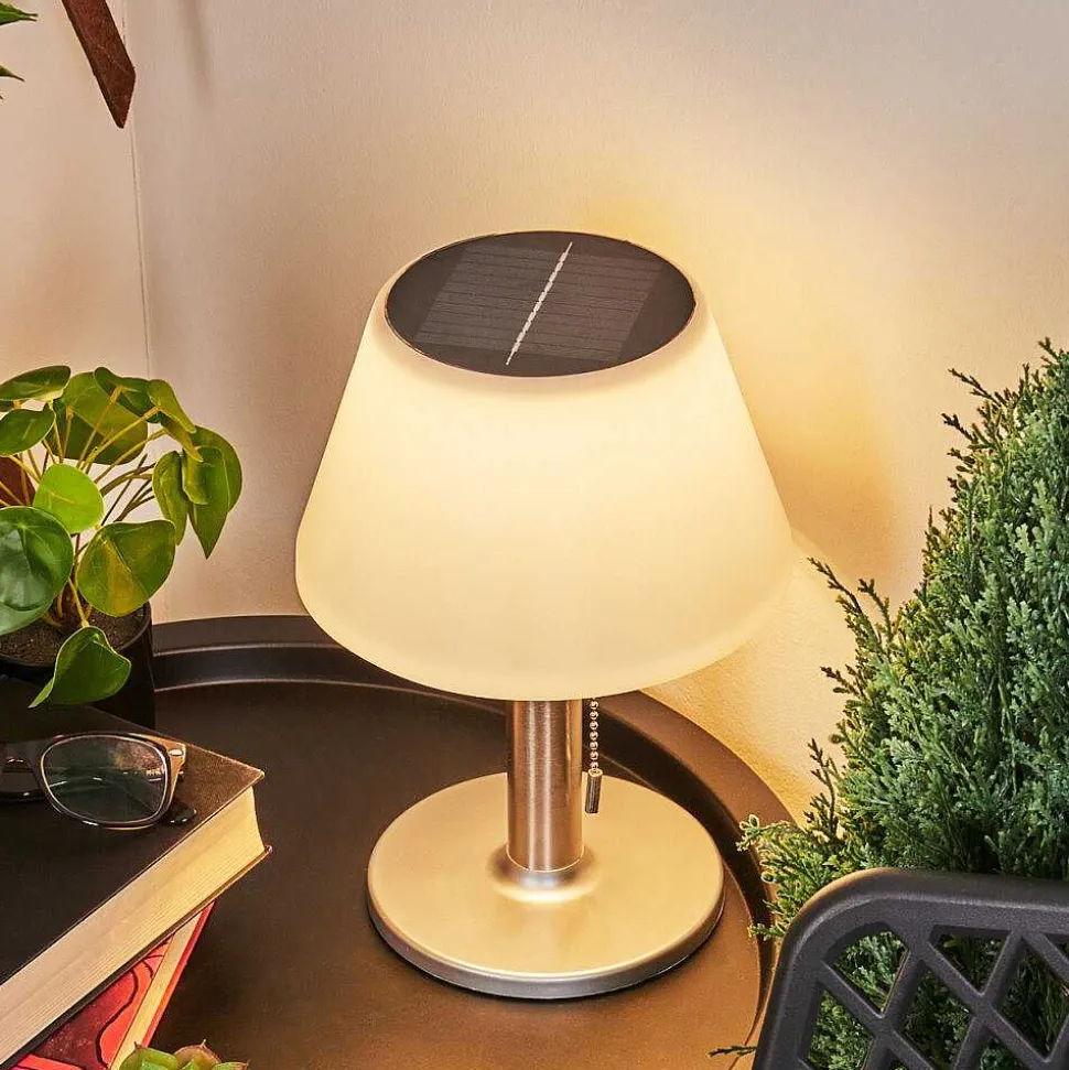 Lampe A Poser Alcudia Solar Led Nickel Mat, 10 Lumieres