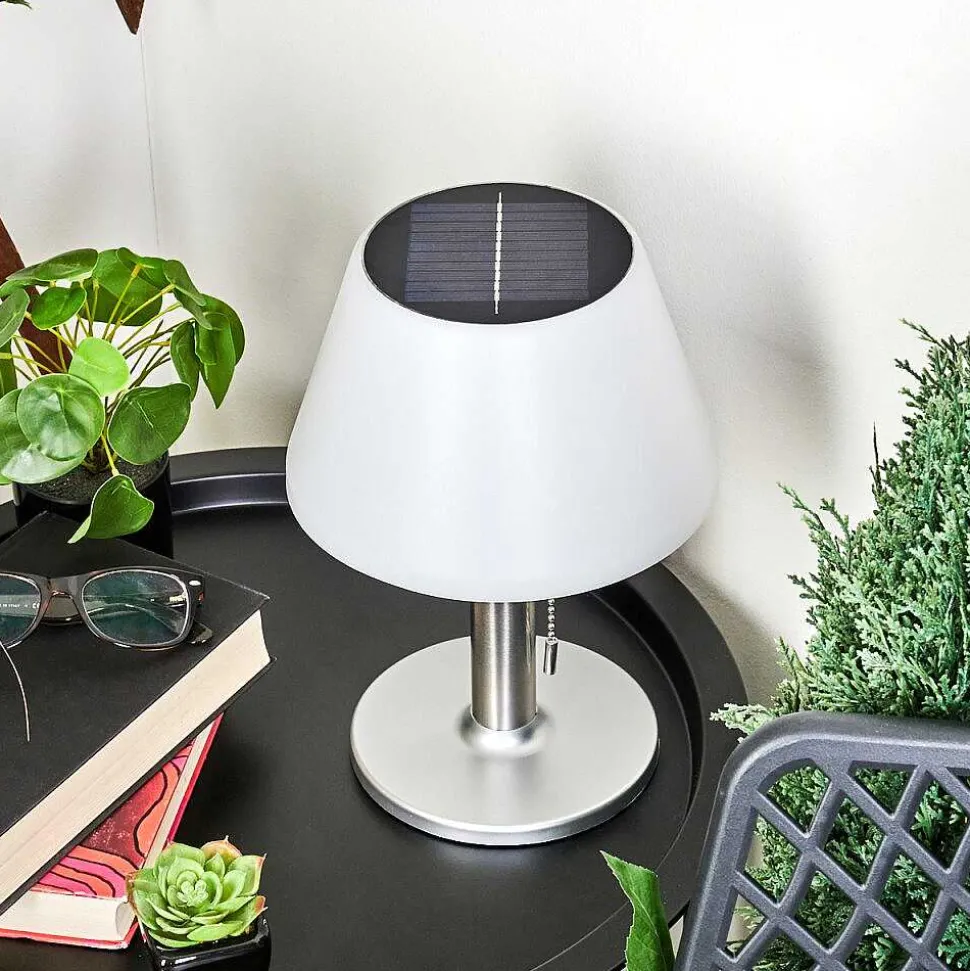 Lampe A Poser Alcudia Solar Led Nickel Mat, 10 Lumieres