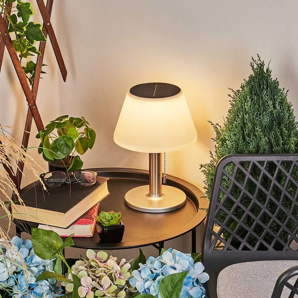 Lampe A Poser Alcudia Solar Led Nickel Mat, 10 Lumieres