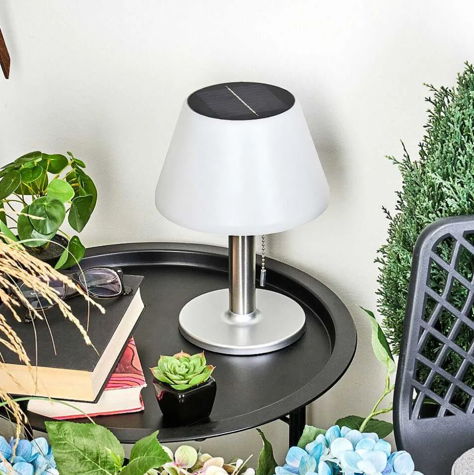 Lampe A Poser Alcudia Solar Led Nickel Mat, 10 Lumieres