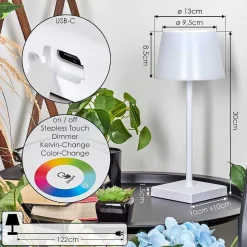 Lampe A Poser Burzaco Led Blanc, 1 Lumiere, Changeur De Couleurs
