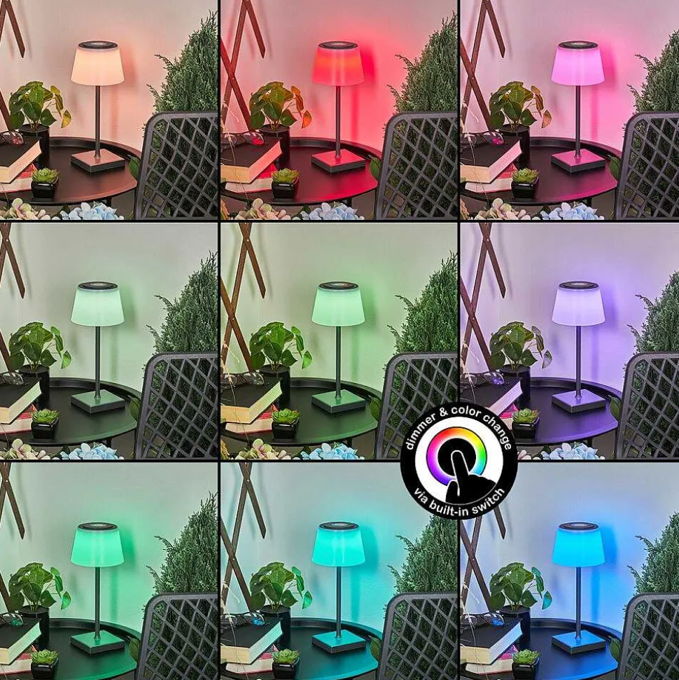 Lampe A Poser Burzaco Led Anthracite, 1 Lumiere, Changeur De Couleurs