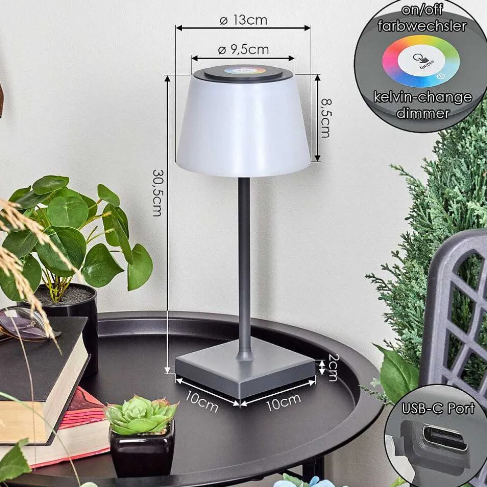 Lampe A Poser Burzaco Led Anthracite, 1 Lumiere, Changeur De Couleurs