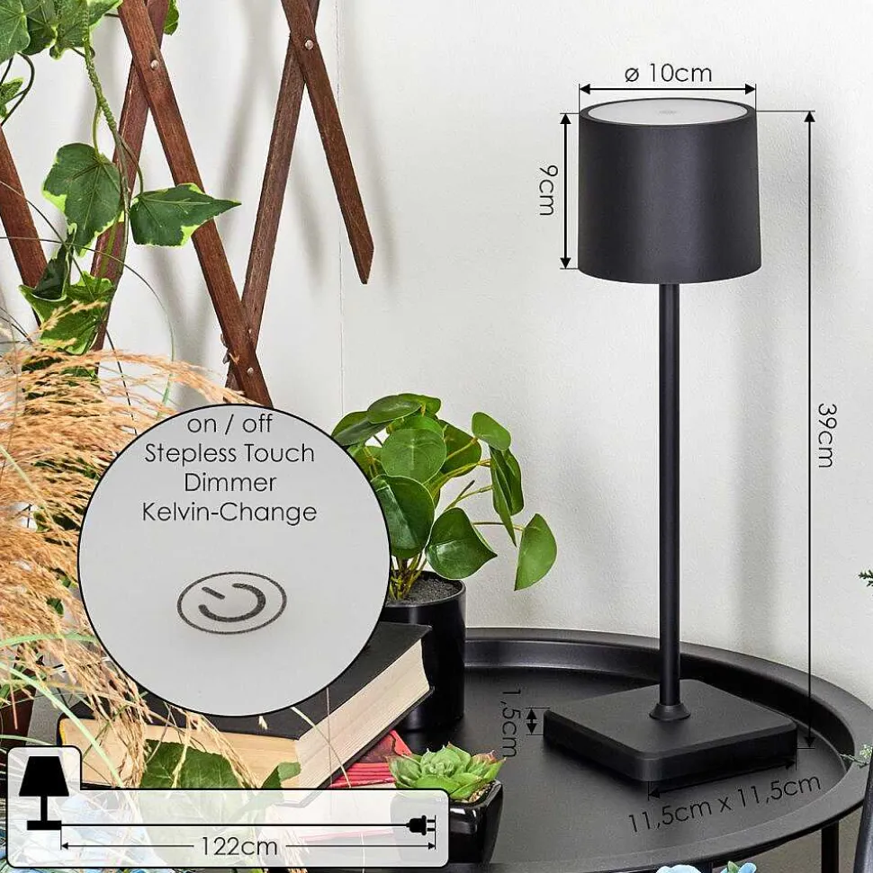 Lampe A Poser Cajas Led Noir, 1 Lumiere