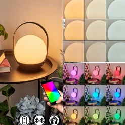 Lampe A Poser Fair Led Noir, 1 Lumiere, Changeur De Couleurs