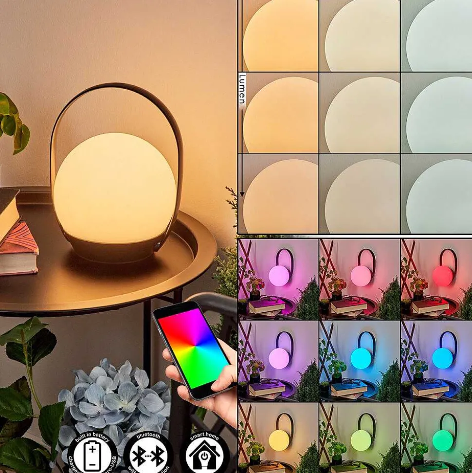 Lampe A Poser Fair Led Noir, 1 Lumiere, Changeur De Couleurs