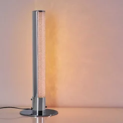 Lampe A Poser Flaut Led Chrome, 1 Lumiere, Telecommandes, Changeur De Couleurs