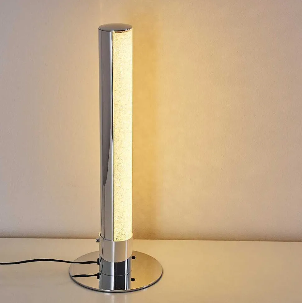 Lampe A Poser Flaut Led Chrome, 1 Lumiere, Telecommandes, Changeur De Couleurs