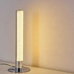 Lampe A Poser Flaut Led Chrome, 1 Lumiere, Telecommandes, Changeur De Couleurs