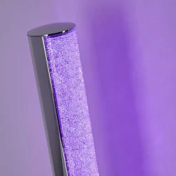 Lampe A Poser Flaut Led Chrome, 1 Lumiere, Telecommandes, Changeur De Couleurs