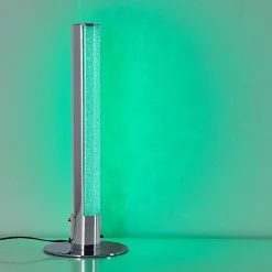 Lampe A Poser Flaut Led Chrome, 1 Lumiere, Telecommandes, Changeur De Couleurs