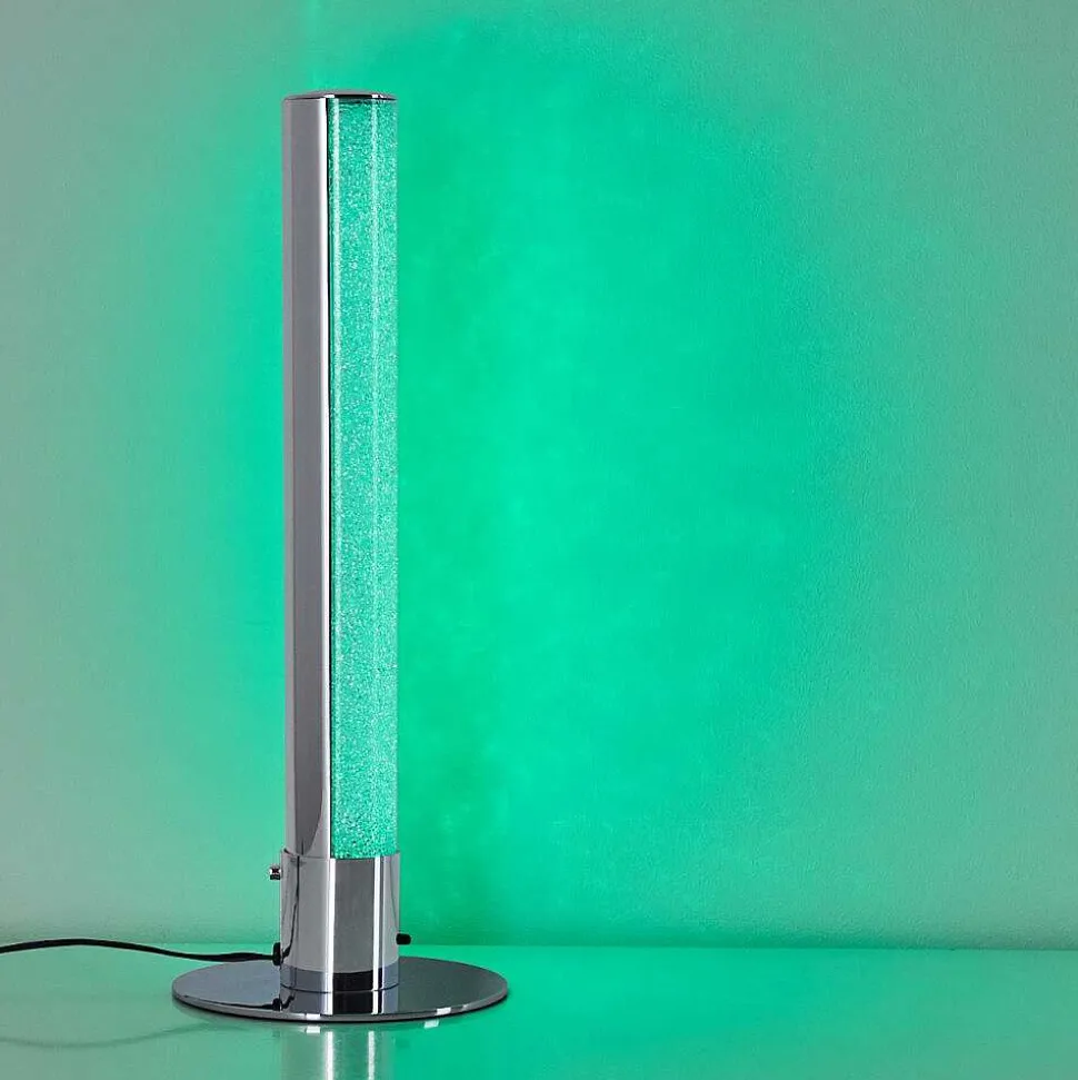 Lampe A Poser Flaut Led Chrome, 1 Lumiere, Telecommandes, Changeur De Couleurs