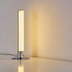 Lampe A Poser Flaut Led Chrome, 1 Lumiere, Telecommandes, Changeur De Couleurs