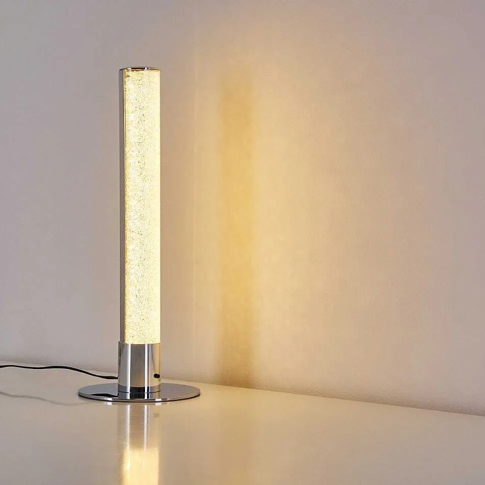 Lampe A Poser Flaut Led Chrome, 1 Lumiere, Telecommandes, Changeur De Couleurs