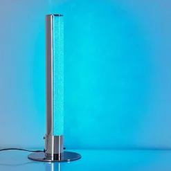 Lampe A Poser Flaut Led Chrome, 1 Lumiere, Telecommandes, Changeur De Couleurs