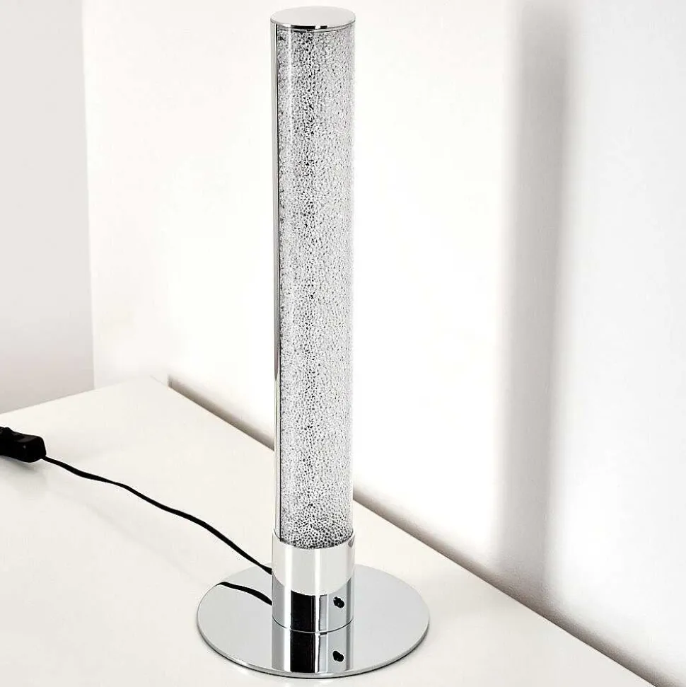 Lampe A Poser Flaut Led Chrome, 1 Lumiere, Telecommandes, Changeur De Couleurs