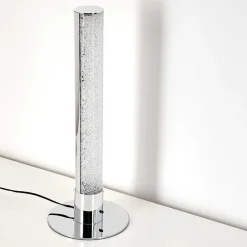 Lampe A Poser Flaut Led Chrome, 1 Lumiere, Telecommandes, Changeur De Couleurs