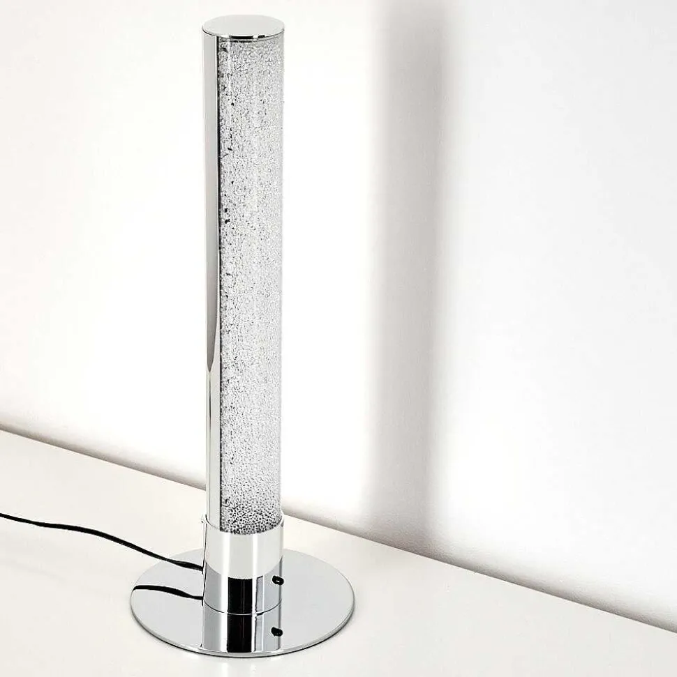 Lampe A Poser Flaut Led Chrome, 1 Lumiere, Telecommandes, Changeur De Couleurs