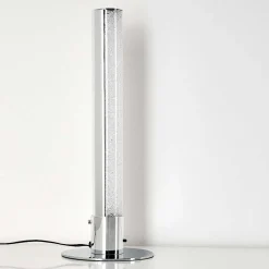 Lampe A Poser Flaut Led Chrome, 1 Lumiere, Telecommandes, Changeur De Couleurs