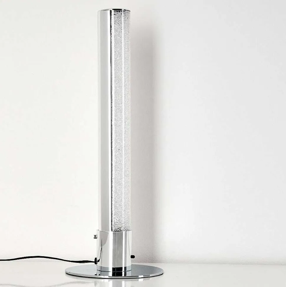 Lampe A Poser Flaut Led Chrome, 1 Lumiere, Telecommandes, Changeur De Couleurs