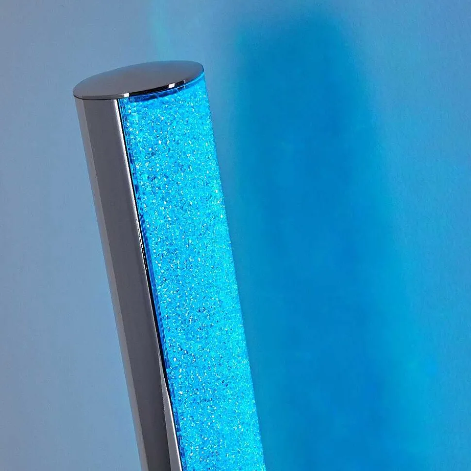 Lampe A Poser Flaut Led Chrome, 1 Lumiere, Telecommandes, Changeur De Couleurs