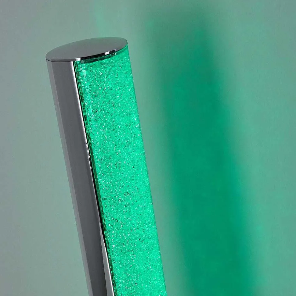 Lampe A Poser Flaut Led Chrome, 1 Lumiere, Telecommandes, Changeur De Couleurs