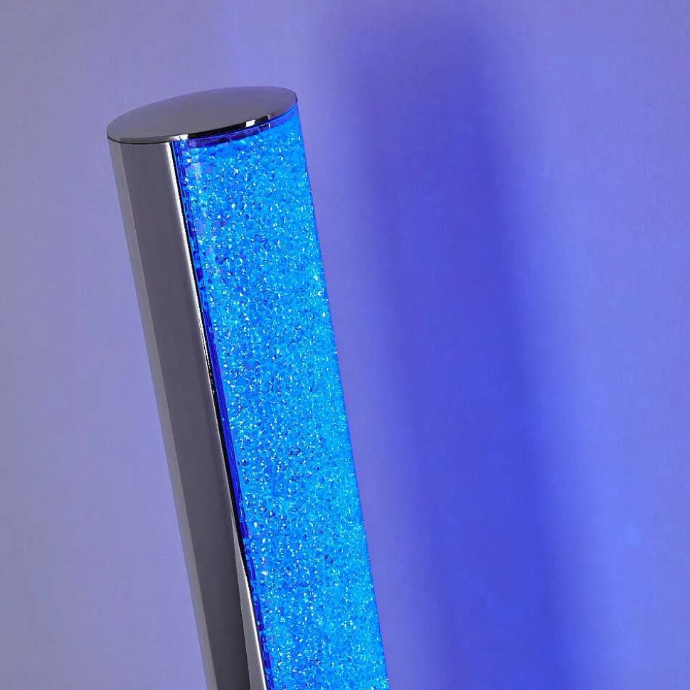 Lampe A Poser Flaut Led Chrome, 1 Lumiere, Telecommandes, Changeur De Couleurs