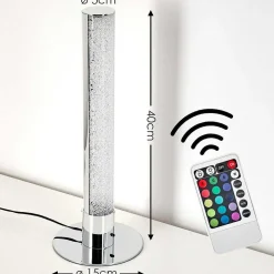Lampe A Poser Flaut Led Chrome, 1 Lumiere, Telecommandes, Changeur De Couleurs