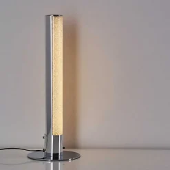 Lampe A Poser Flaut Led Chrome, 1 Lumiere, Telecommandes, Changeur De Couleurs