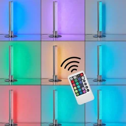 Lampe A Poser Flaut Led Chrome, 1 Lumiere, Telecommandes, Changeur De Couleurs