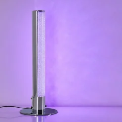 Lampe A Poser Flaut Led Chrome, 1 Lumiere, Telecommandes, Changeur De Couleurs