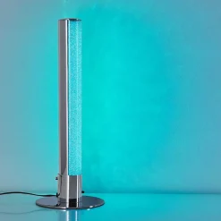 Lampe A Poser Flaut Led Chrome, 1 Lumiere, Telecommandes, Changeur De Couleurs