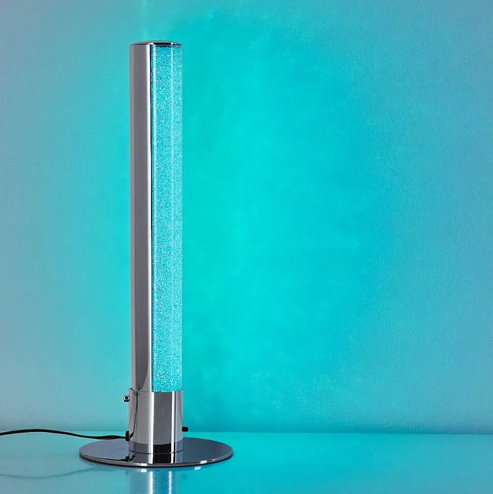 Lampe A Poser Flaut Led Chrome, 1 Lumiere, Telecommandes, Changeur De Couleurs