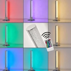 Lampe A Poser Flaut Led Chrome, 1 Lumiere, Telecommandes, Changeur De Couleurs