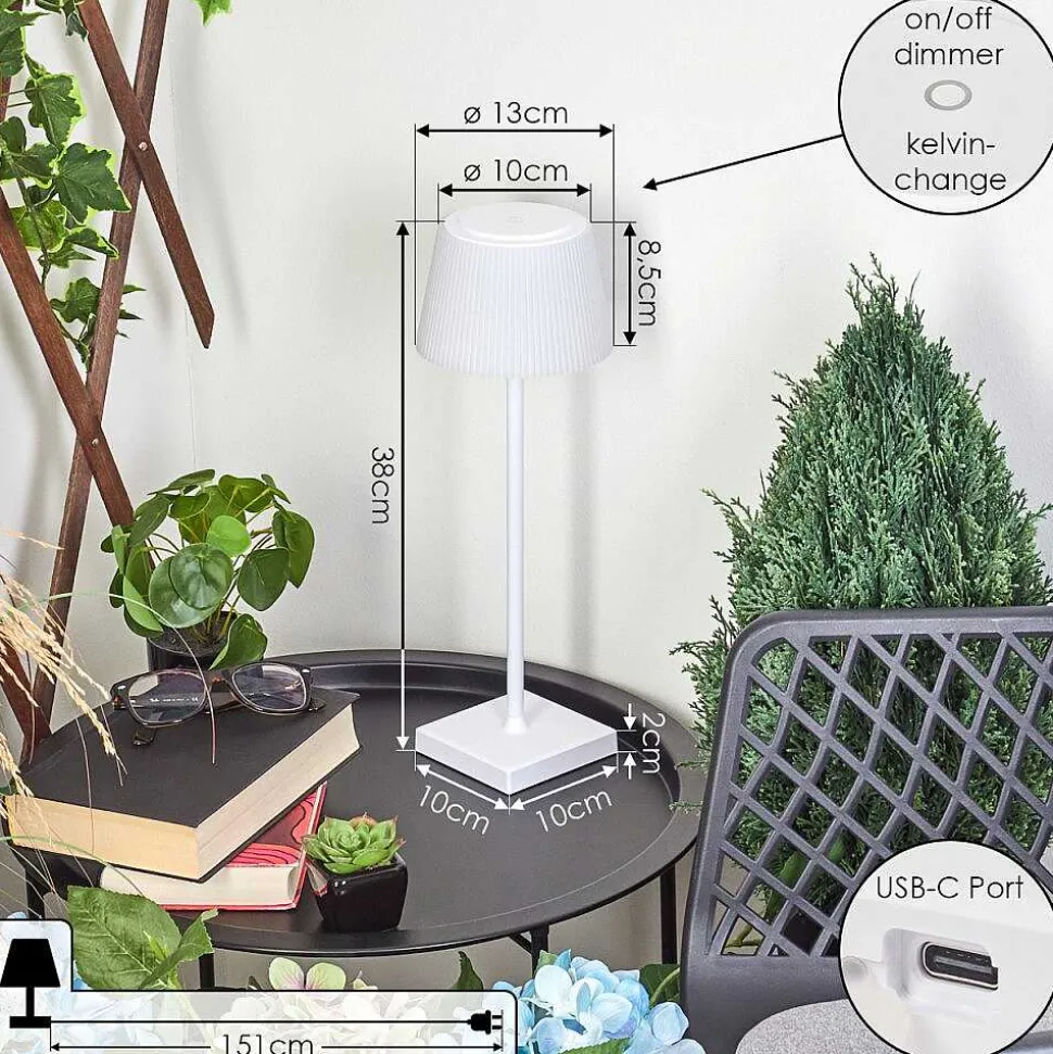 Lampe A Poser Longchamps Led Blanc, 1 Lumiere