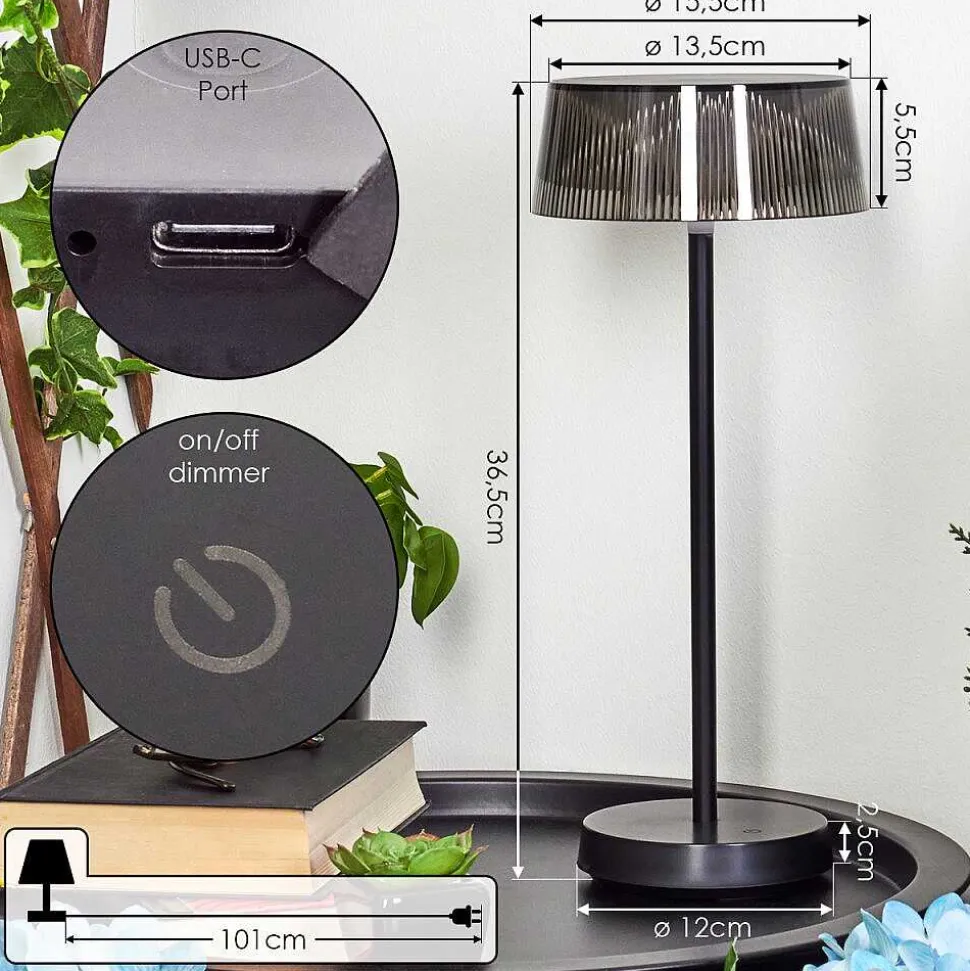 Lampe A Poser Oundo Led Noir, 1 Lumiere